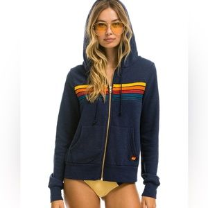 Aviator Nation 5 Stripe Zip Up Hoodie XS Excellent Used Condition